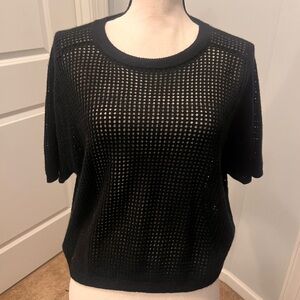 No Name Black Cashmere Blend Mesh Knit Top Size S NWOT